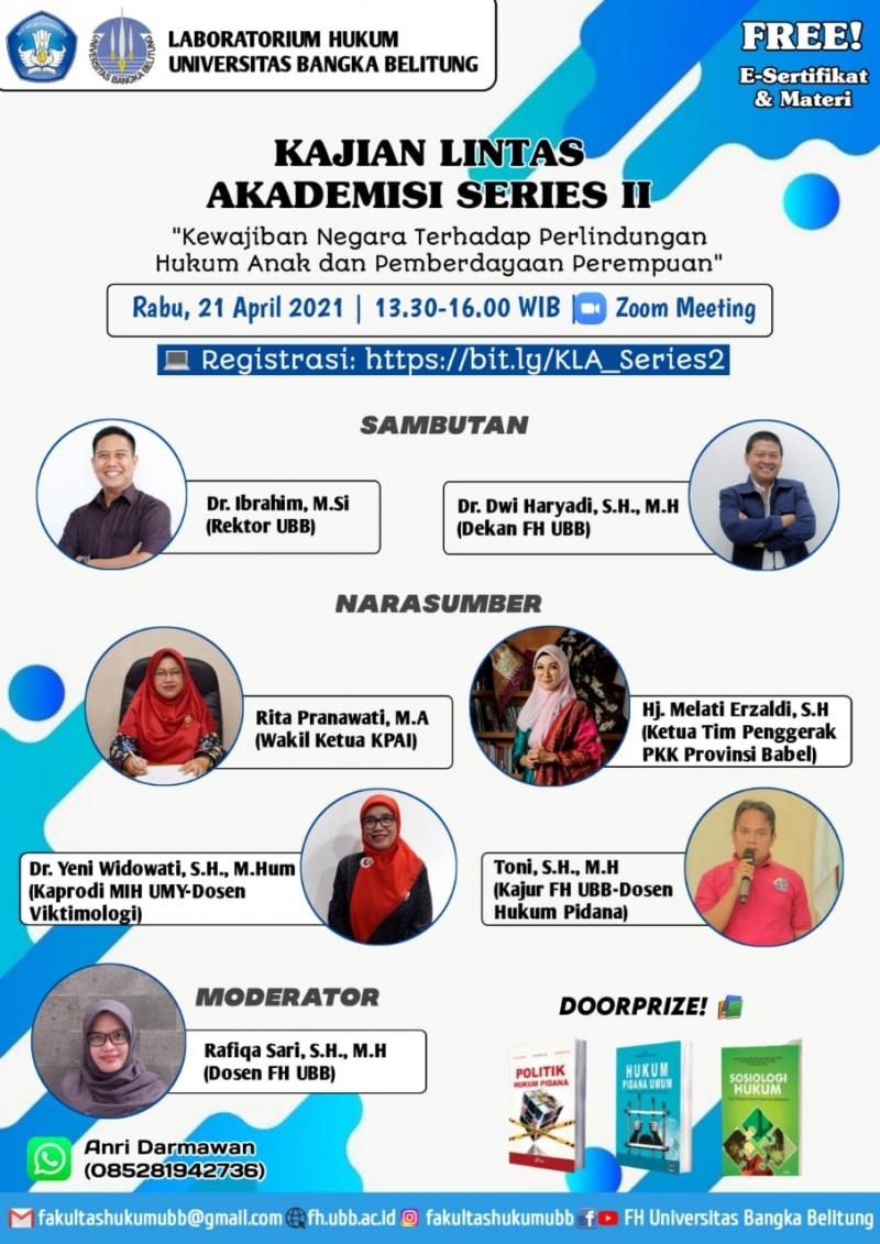 Sambut Hari Kartini FH UBB Adakan Webinar Hukum Anak Dan Perempuan